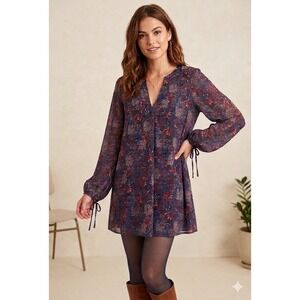 California Moonrise Floral Tunic Dress Boho Festival Indie Whimsy Hippie Gypsy